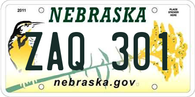 NE license plate ZAQ301