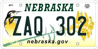 NE license plate ZAQ302
