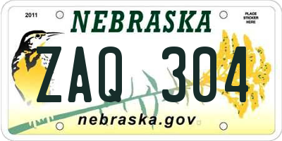 NE license plate ZAQ304