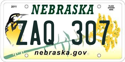 NE license plate ZAQ307