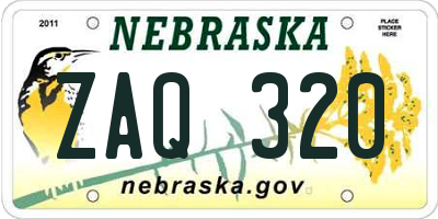 NE license plate ZAQ320