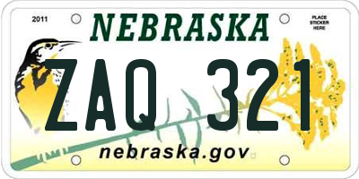 NE license plate ZAQ321
