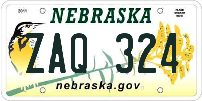 NE license plate ZAQ324