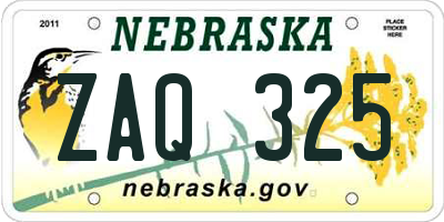 NE license plate ZAQ325