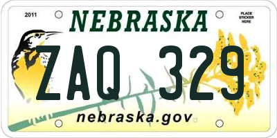NE license plate ZAQ329