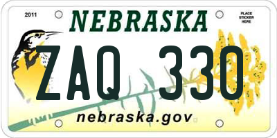 NE license plate ZAQ330
