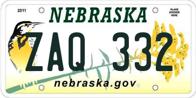 NE license plate ZAQ332