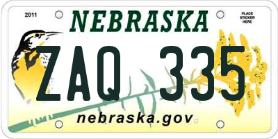 NE license plate ZAQ335