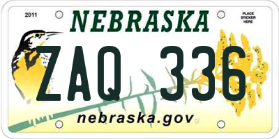 NE license plate ZAQ336