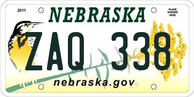 NE license plate ZAQ338