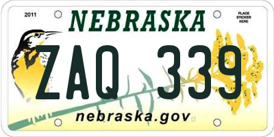 NE license plate ZAQ339