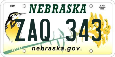 NE license plate ZAQ343