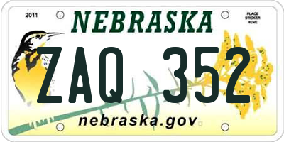 NE license plate ZAQ352