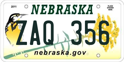 NE license plate ZAQ356