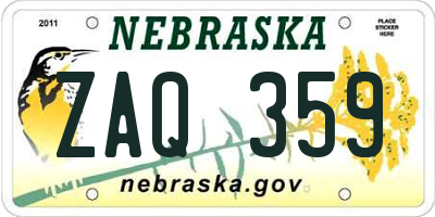 NE license plate ZAQ359
