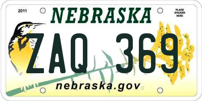 NE license plate ZAQ369