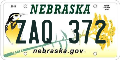 NE license plate ZAQ372
