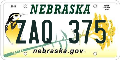 NE license plate ZAQ375