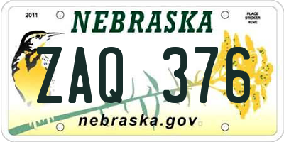 NE license plate ZAQ376