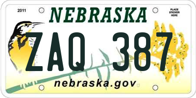 NE license plate ZAQ387