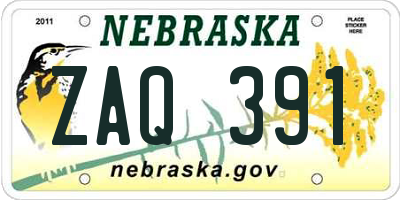 NE license plate ZAQ391