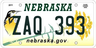 NE license plate ZAQ393