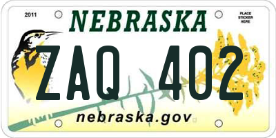 NE license plate ZAQ402
