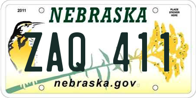 NE license plate ZAQ411