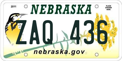 NE license plate ZAQ436