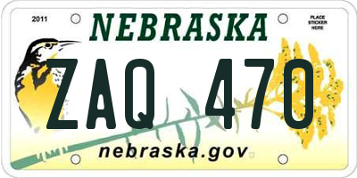 NE license plate ZAQ470