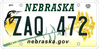 NE license plate ZAQ472