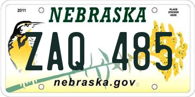 NE license plate ZAQ485