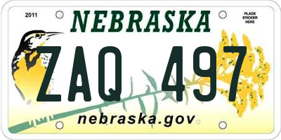 NE license plate ZAQ497