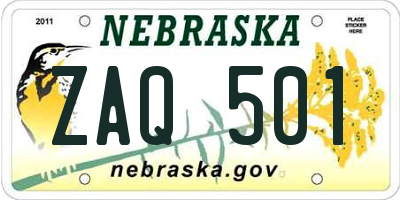 NE license plate ZAQ501