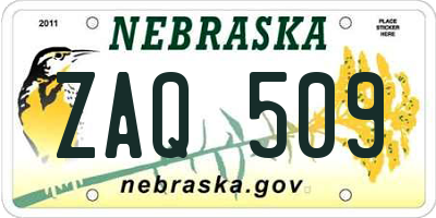 NE license plate ZAQ509