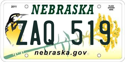NE license plate ZAQ519