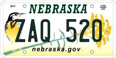 NE license plate ZAQ520