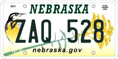 NE license plate ZAQ528