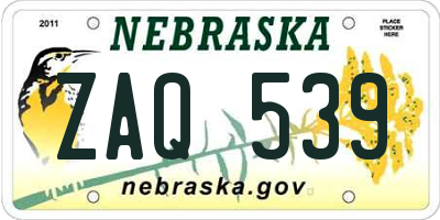 NE license plate ZAQ539