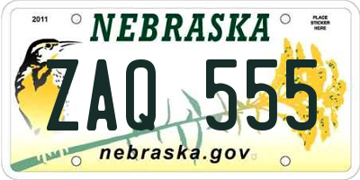 NE license plate ZAQ555