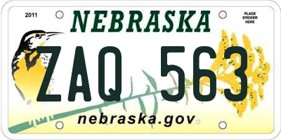 NE license plate ZAQ563