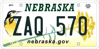 NE license plate ZAQ570