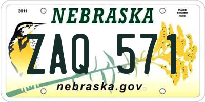 NE license plate ZAQ571