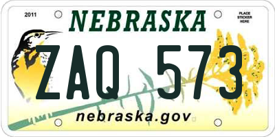 NE license plate ZAQ573