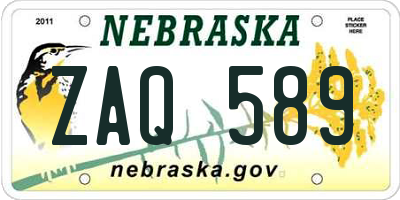 NE license plate ZAQ589