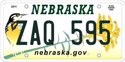 NE license plate ZAQ595