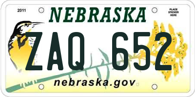 NE license plate ZAQ652