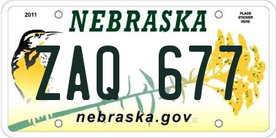 NE license plate ZAQ677