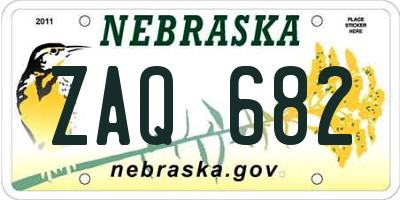 NE license plate ZAQ682