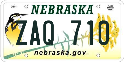 NE license plate ZAQ710